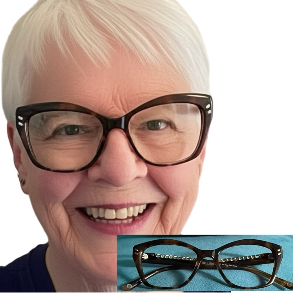 MUSE x Hilary Duff Brown Tortoise Shell Cat Eye Eyeglasses Embellished Temple - Picture 4 of 17